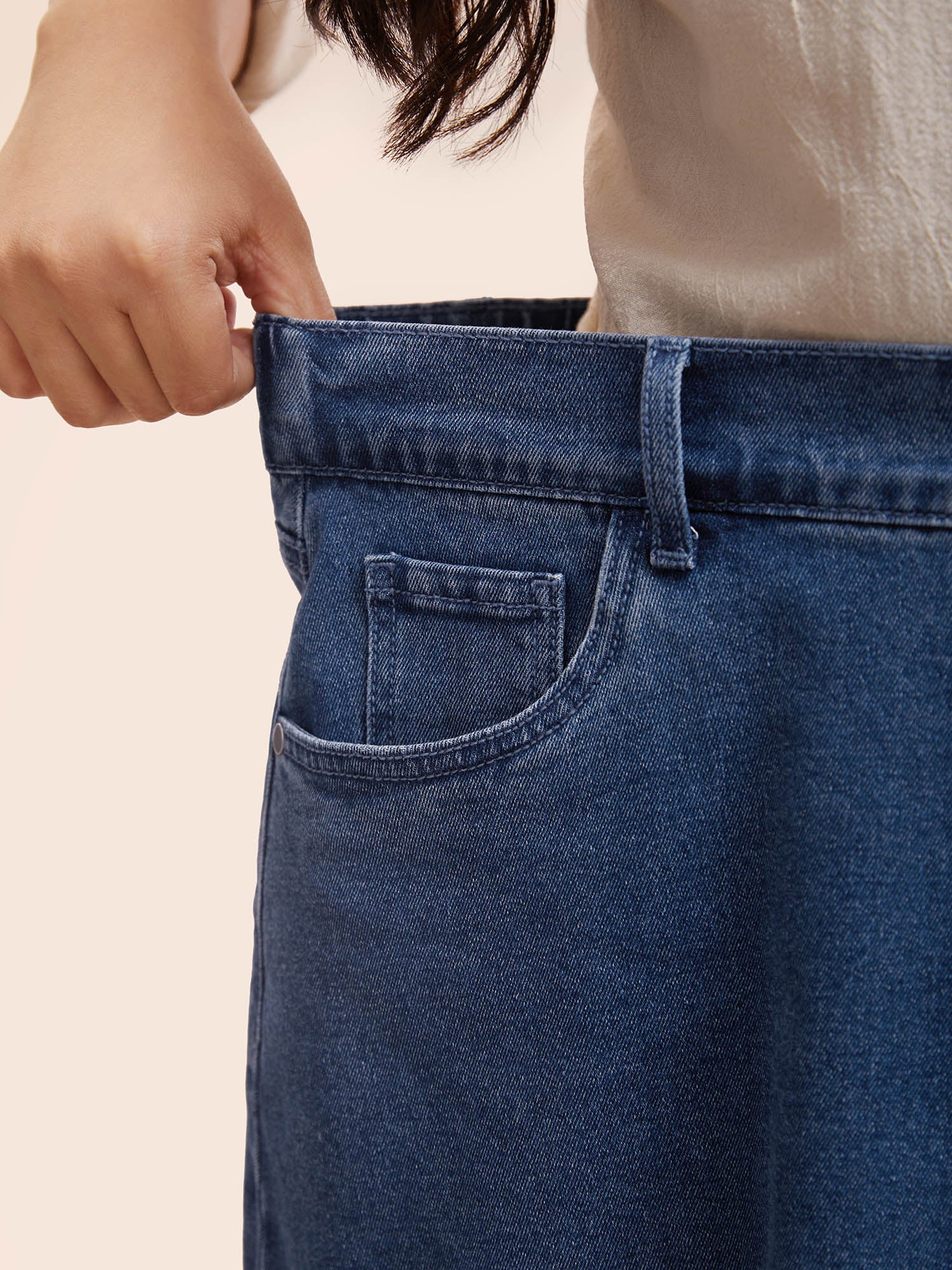 Stretch Denim Back Slit Midi Skirt-Sweetccc