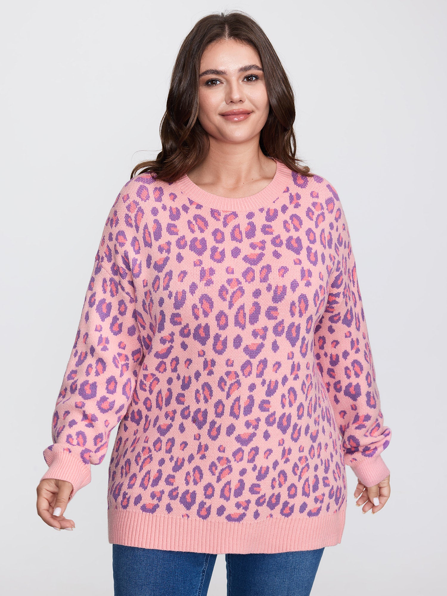 Sweet Leopard Pattern Jacquard Pullover-Sweetccc