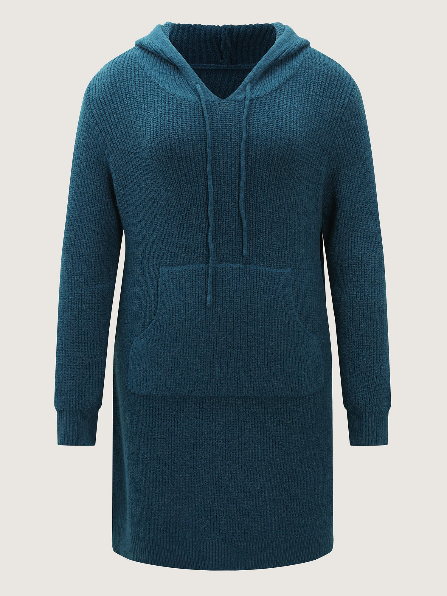 Hooded Textured Curvy Hem Sweater Dress-Sweetccc