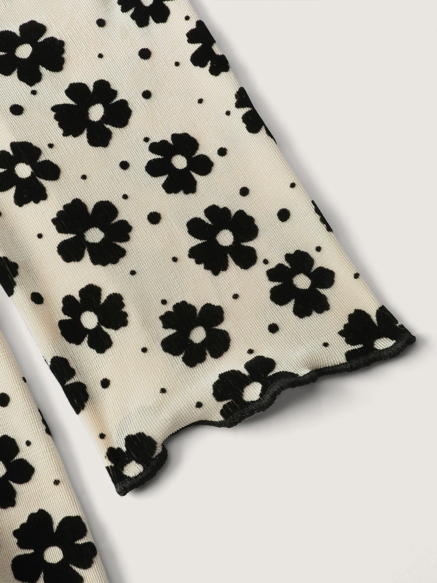 Floral Print Stretchy Mock Neck T-Shirt-Sweetccc