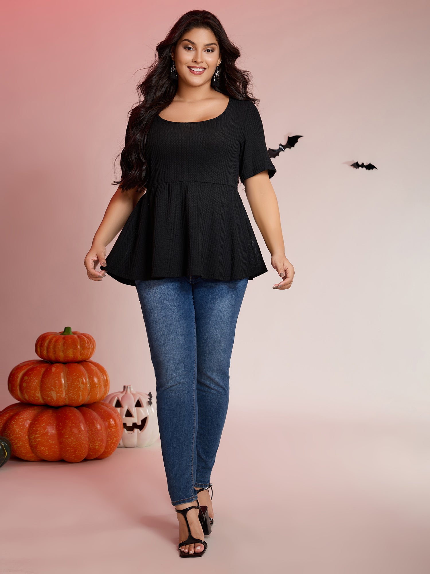 Halloween Back Ties Fit Flared T-Shirt-Sweetccc
