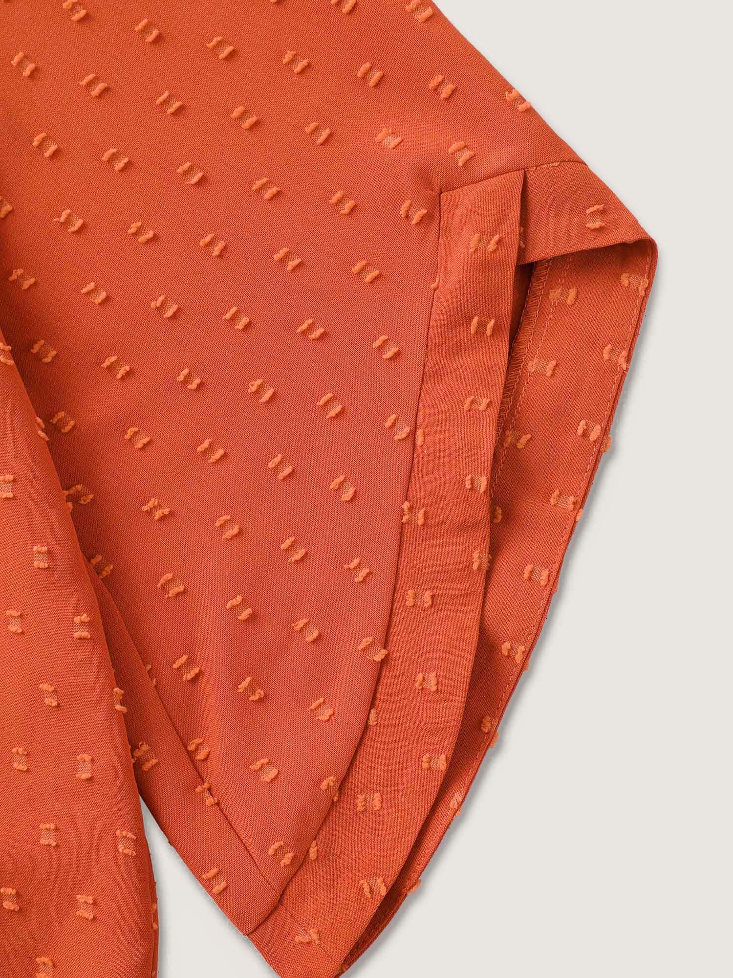 Textured Round Neck Bell Sleeve Blouse-Sweetccc