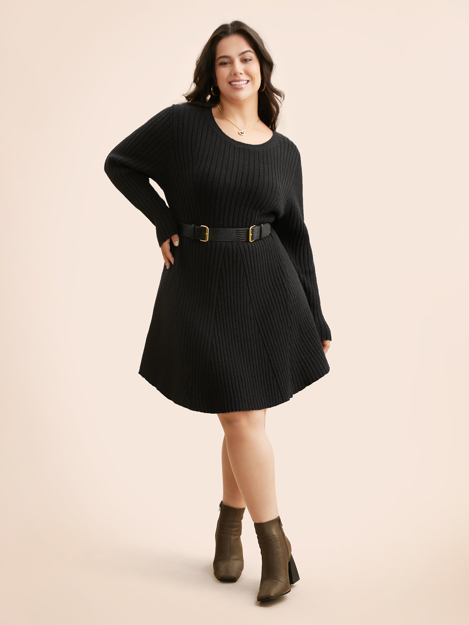Supersoft Essentials Pit Strip Wool Sweater Dress-Sweetccc