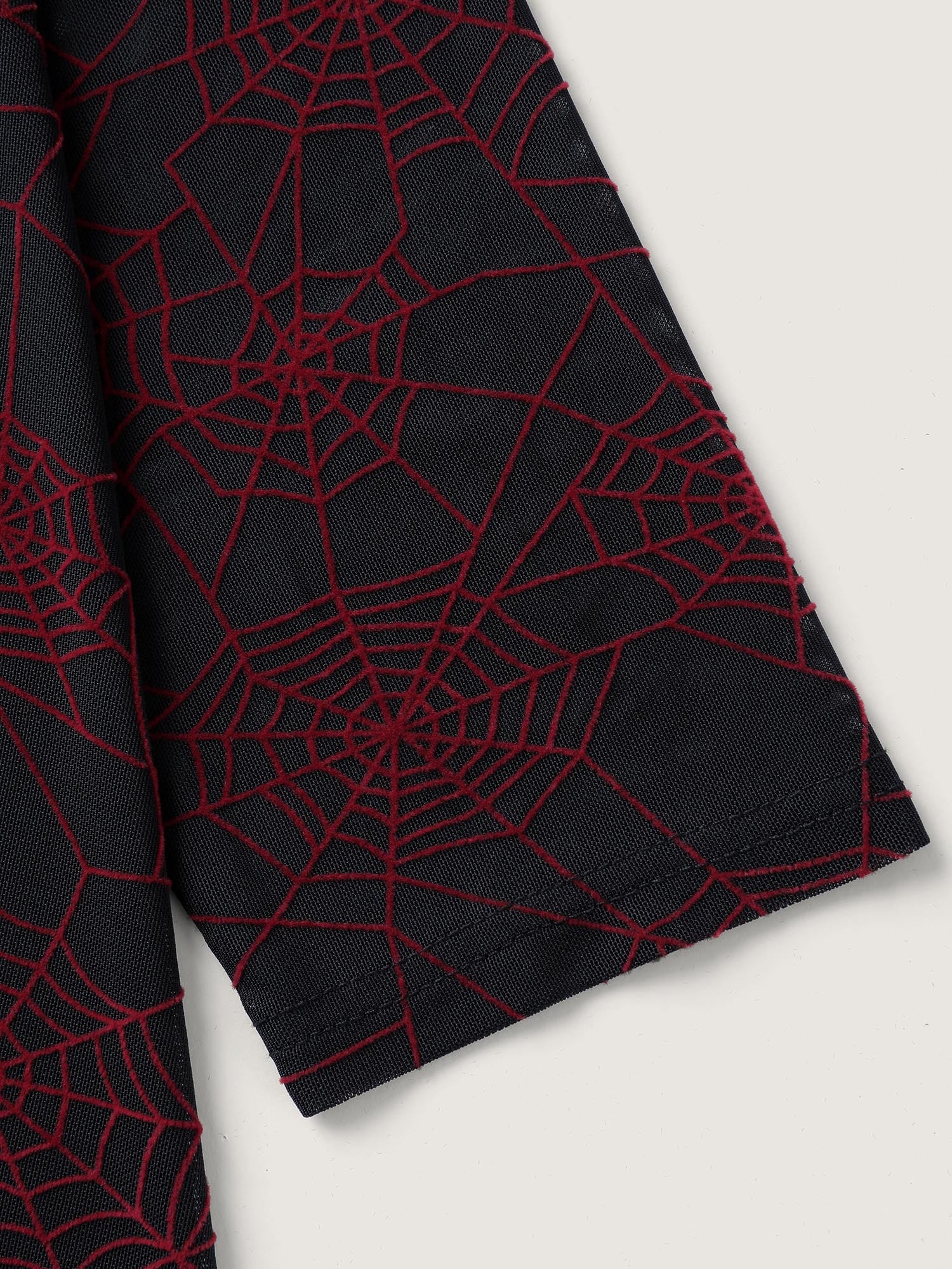 Spiderweb Halloween Flocked Contrast Top-Sweetccc
