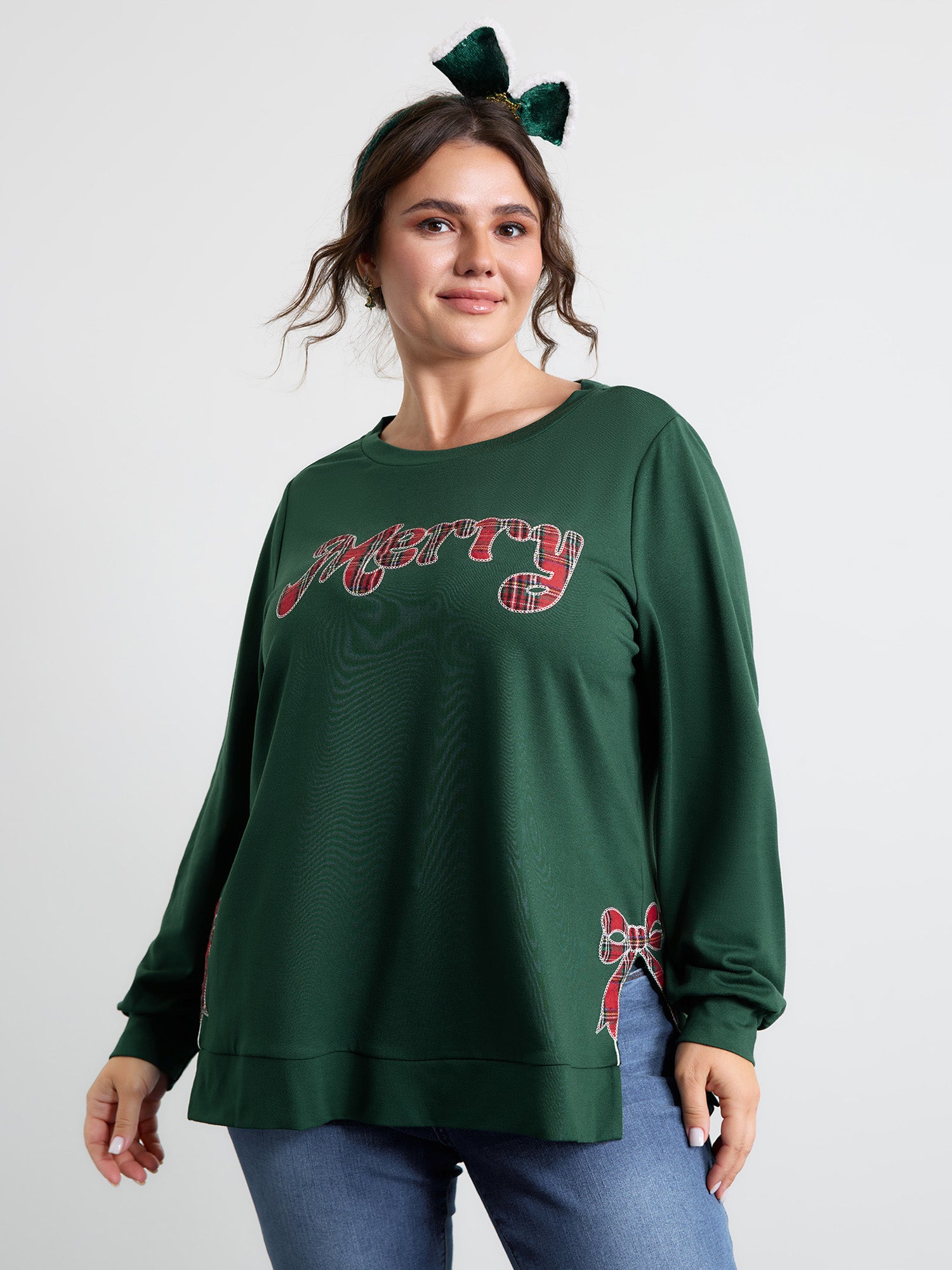 Merry Applique Embroidery Sweatshirt-Sweetccc