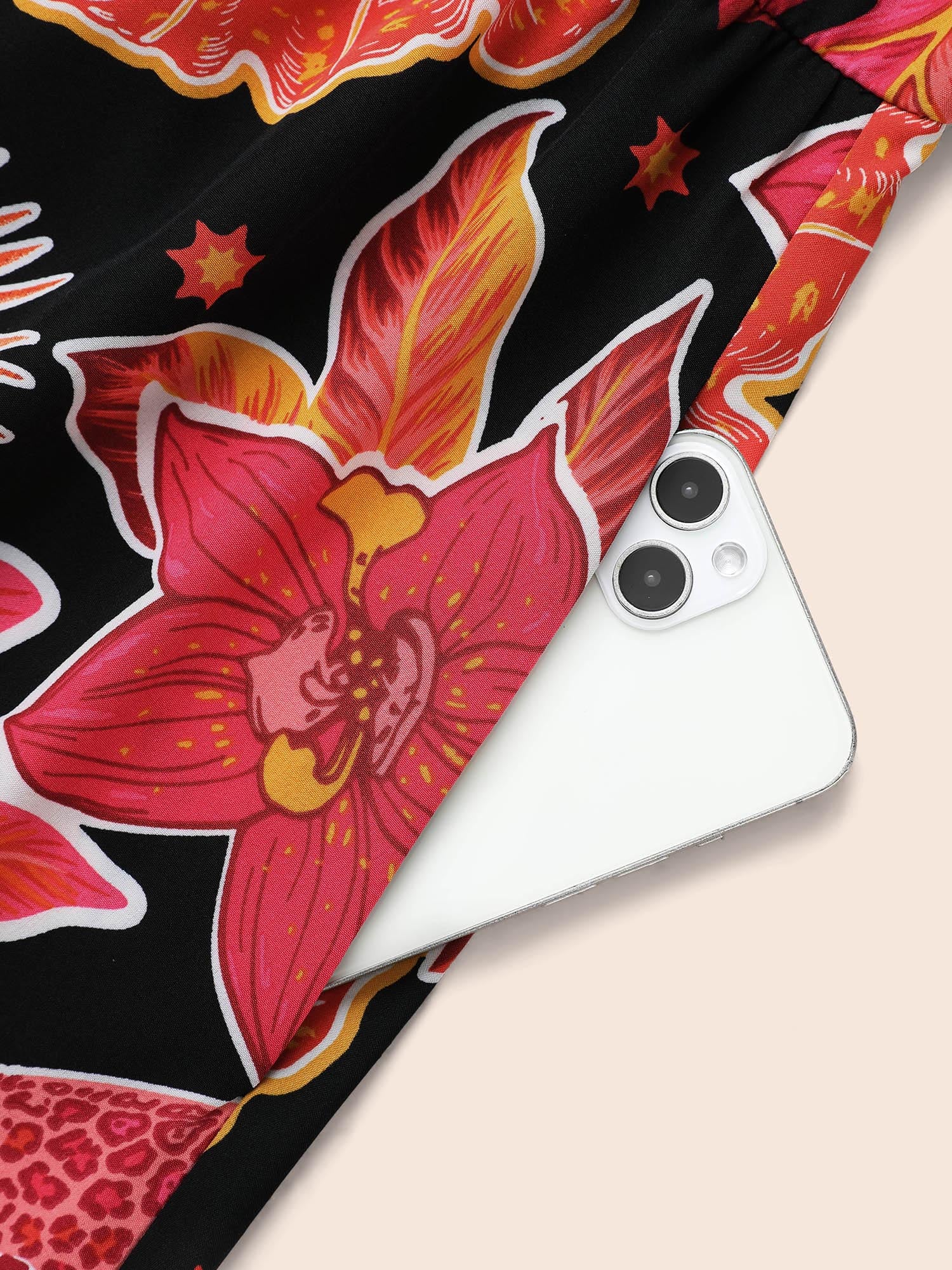 Notched Floral Elastic Waist Maxi Dress-Sweetccc