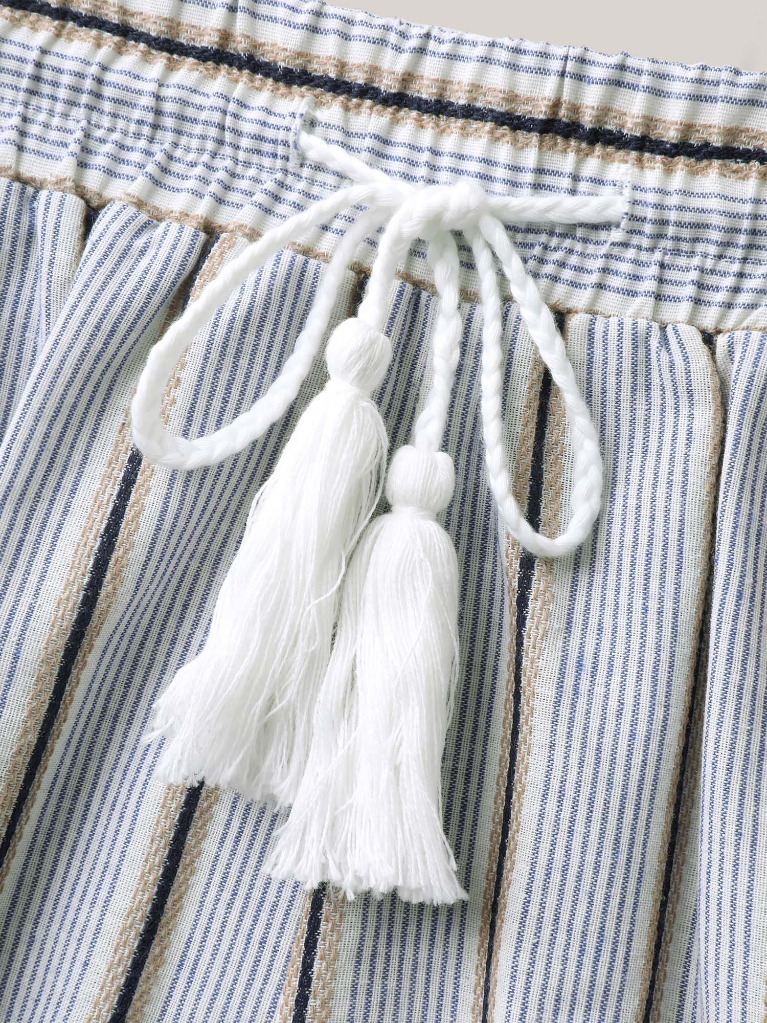 Stripes Tassels Straight-Leg Shorts-Sweetccc