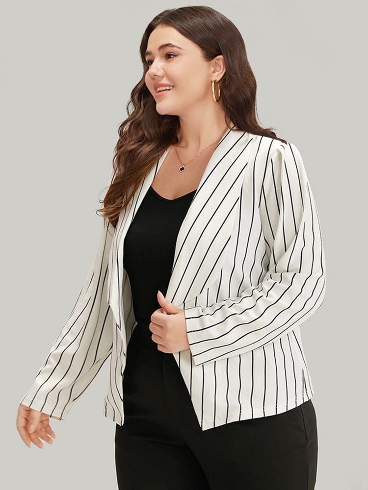 Striped Lapel Collar Open Front Blazer-Sweetccc