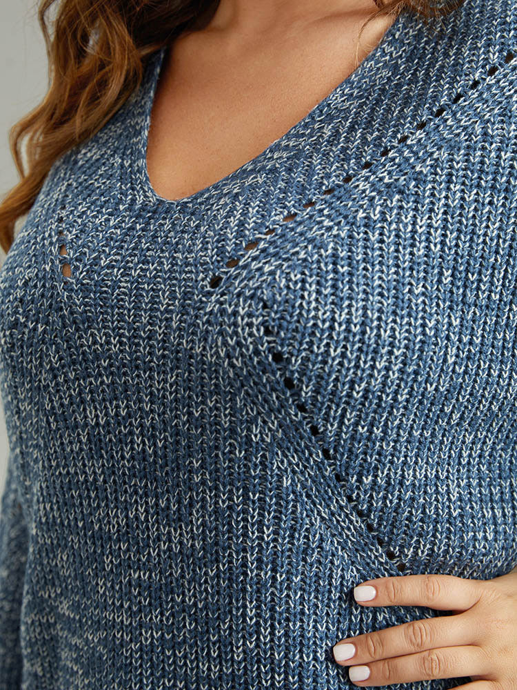 Heather Elastic Cuffs Cut Out Pullover-Sweetccc