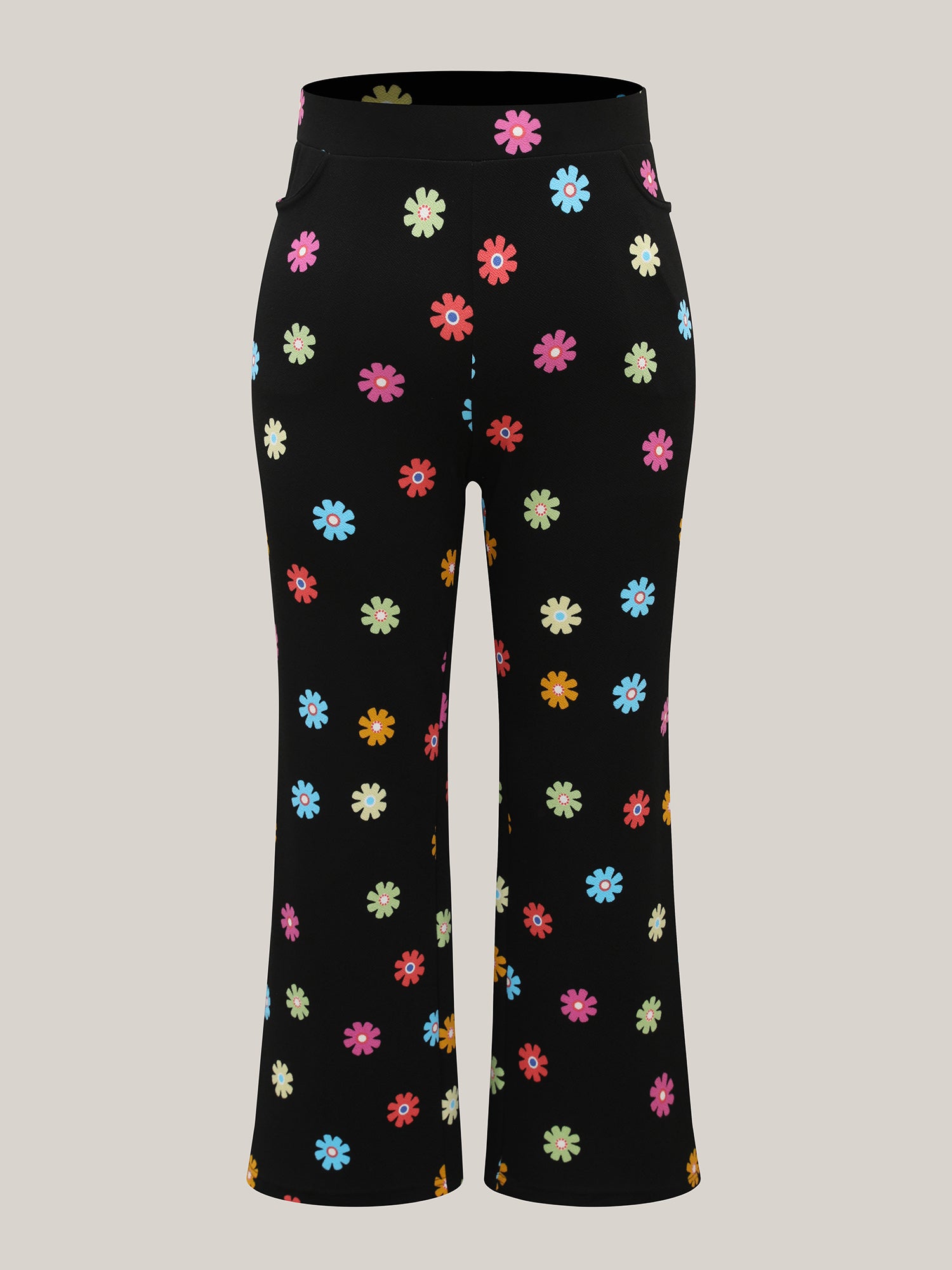 Multi-Color Floral Print Flared Pants-Sweetccc