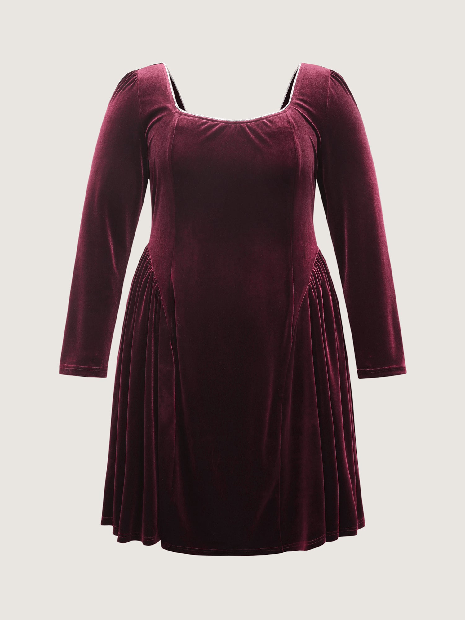 Velvet Structured Pleated Bodice Midi Dress-Sweetccc