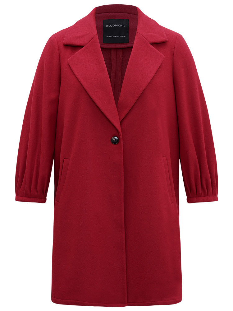 Lapel Collar Pocket Button Up Coat-Sweetccc