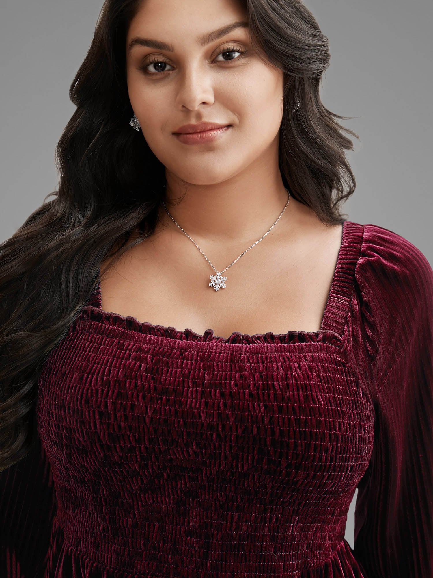 Velvet Smocked Bodice Jersey Top-Sweetccc