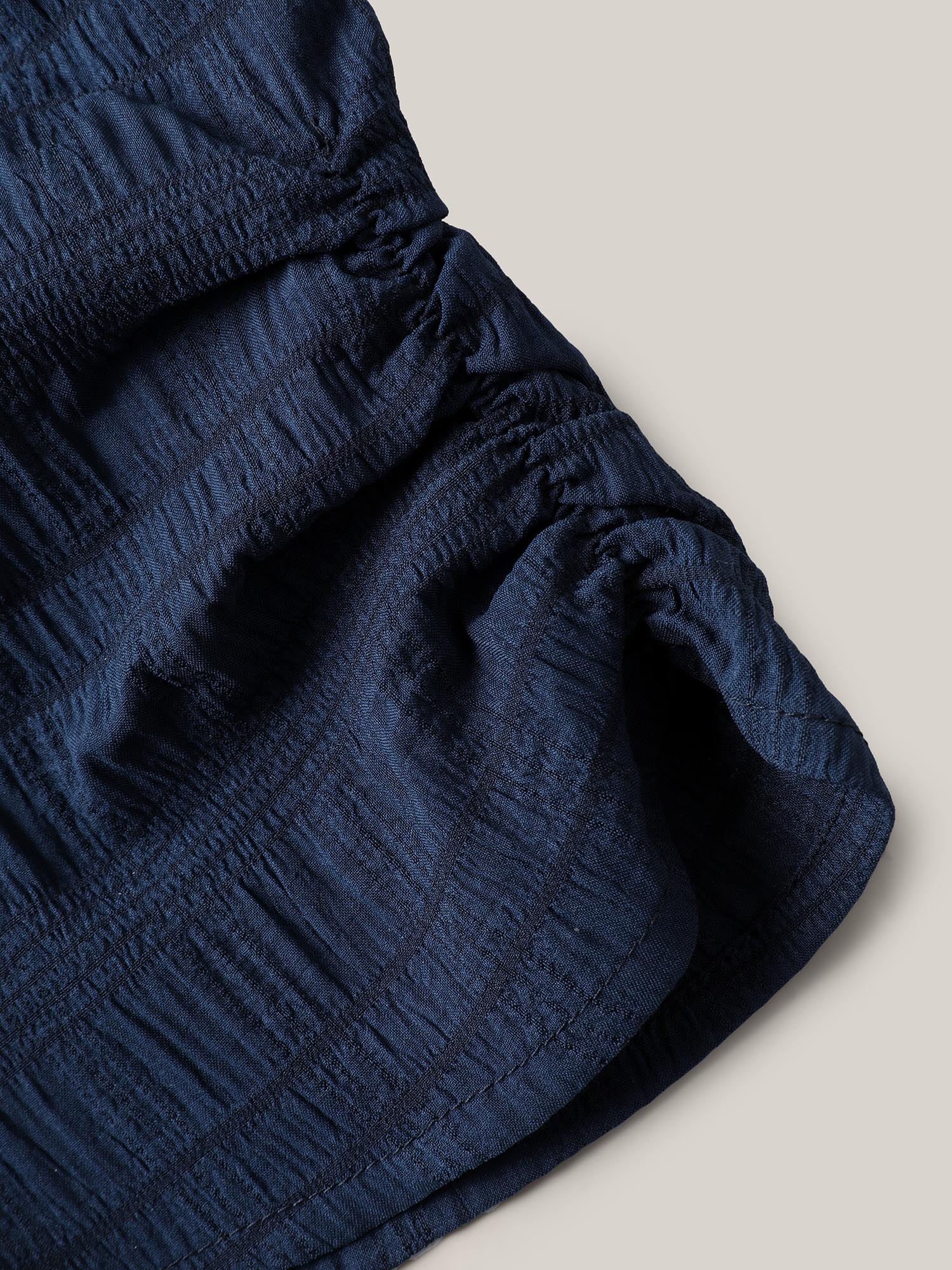 Textured Gathered Sleeve Split Neck Blouse-Sweetccc