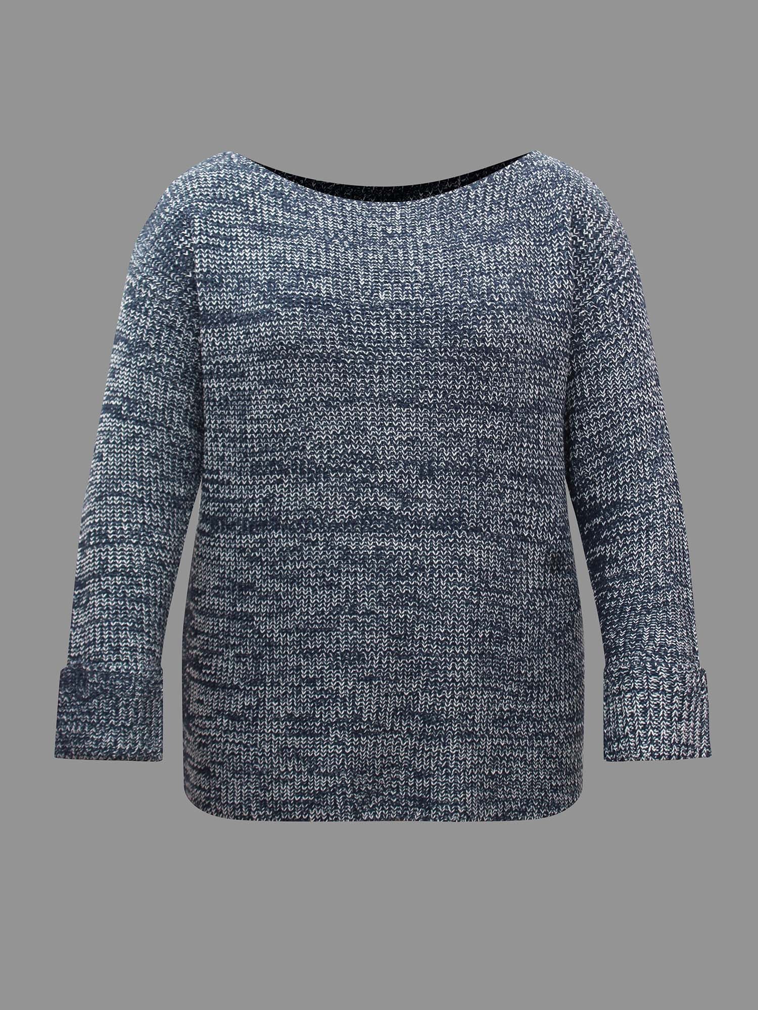 Heather Boat Neck Drop Shoulder Sleeve Pullover-Sweetccc