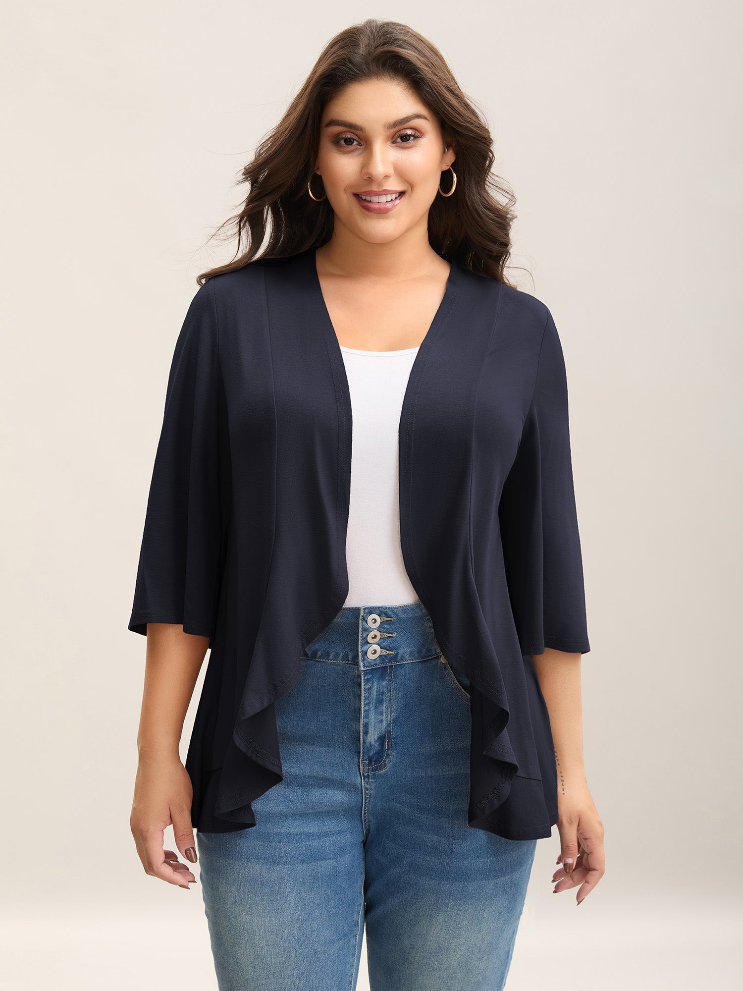 Lotus Hem Curvy Kimono Cover-Up-Sweetccc