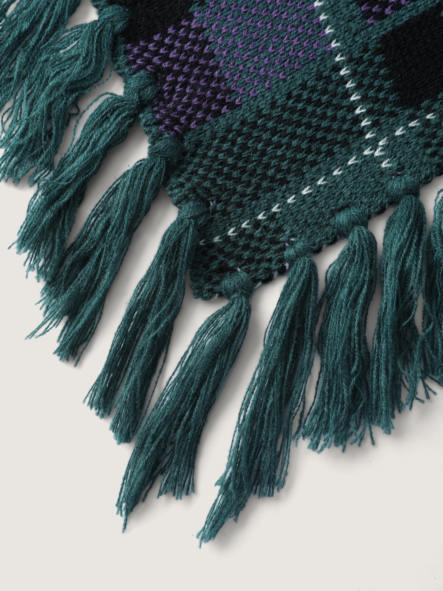 Holiday Plaid Turtleneck Fringe Hem Pullover-Sweetccc