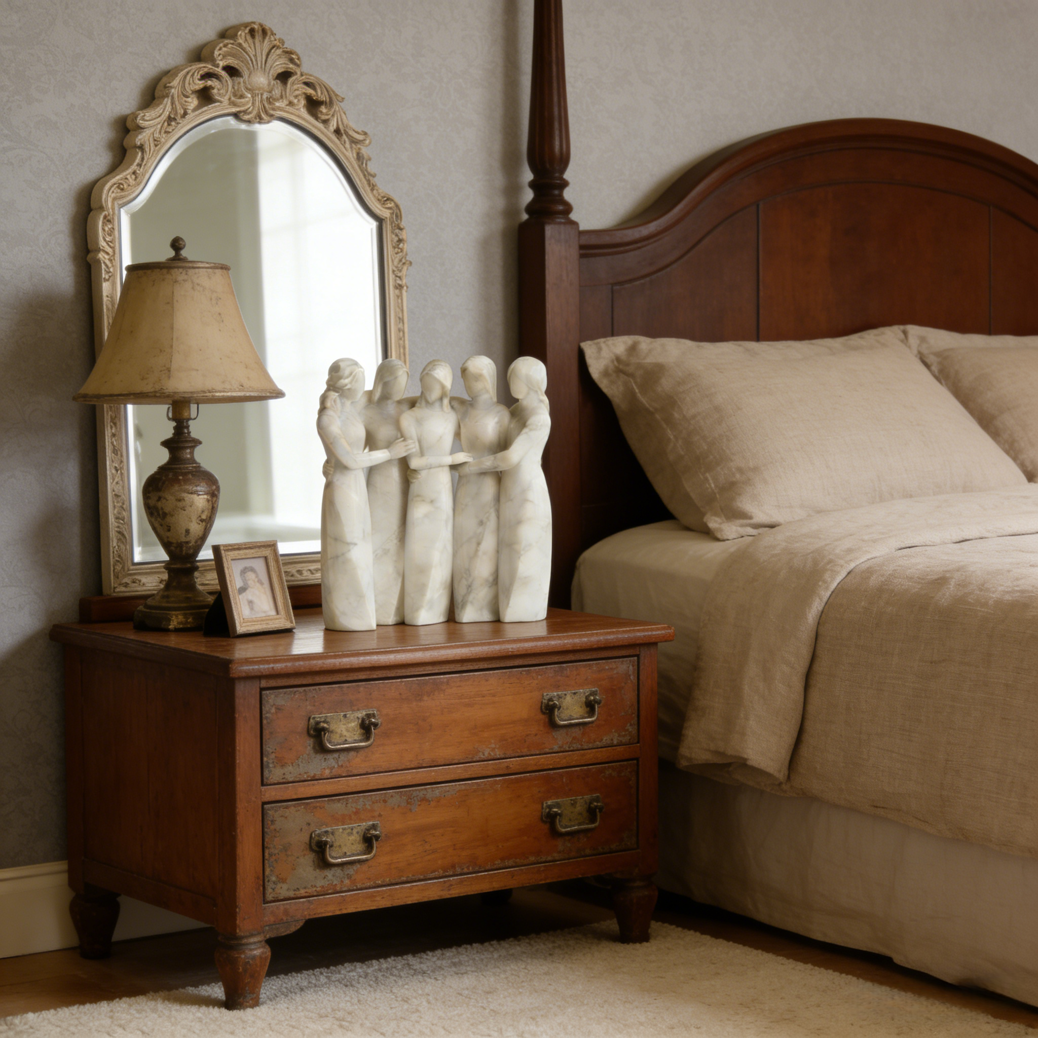 Celebrates Friendships Handmade White Marble Sisters Sculpture