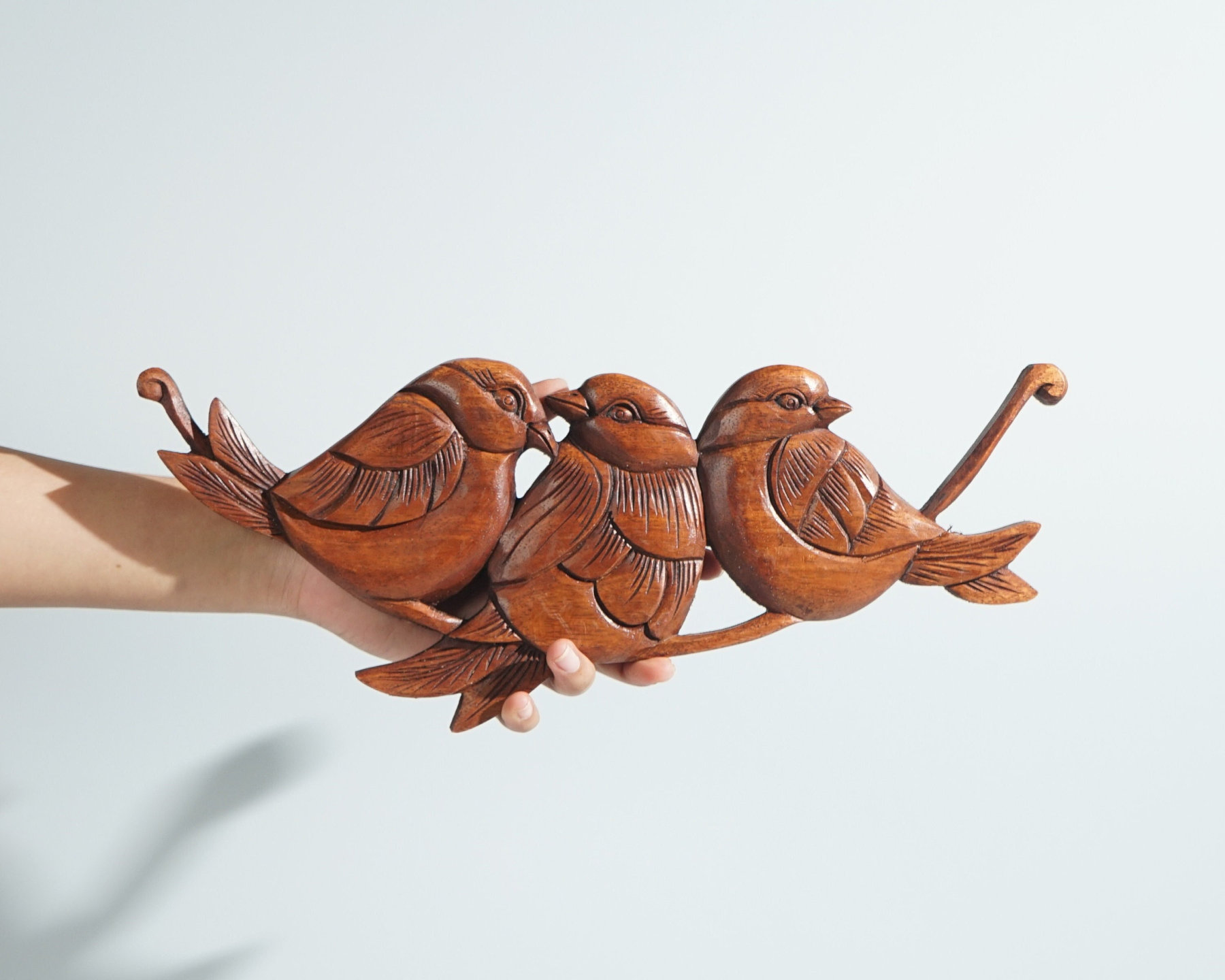 Birds on a Tree Branch Wall Decor, Wall Art, Wooden Statue, Tropical Decor, Wedding Decor, Handmade Sclupture, Family Gift
