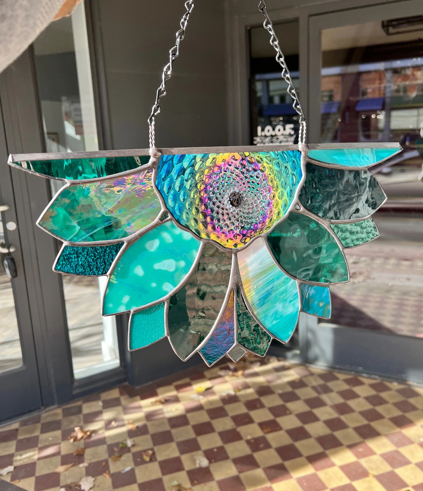 Large Rainbow Iridescent Antique Sunflower