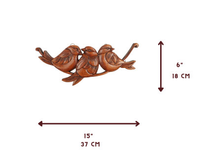 Birds on a Tree Branch Wall Decor, Wall Art, Wooden Statue, Tropical Decor, Wedding Decor, Handmade Sclupture, Family Gift