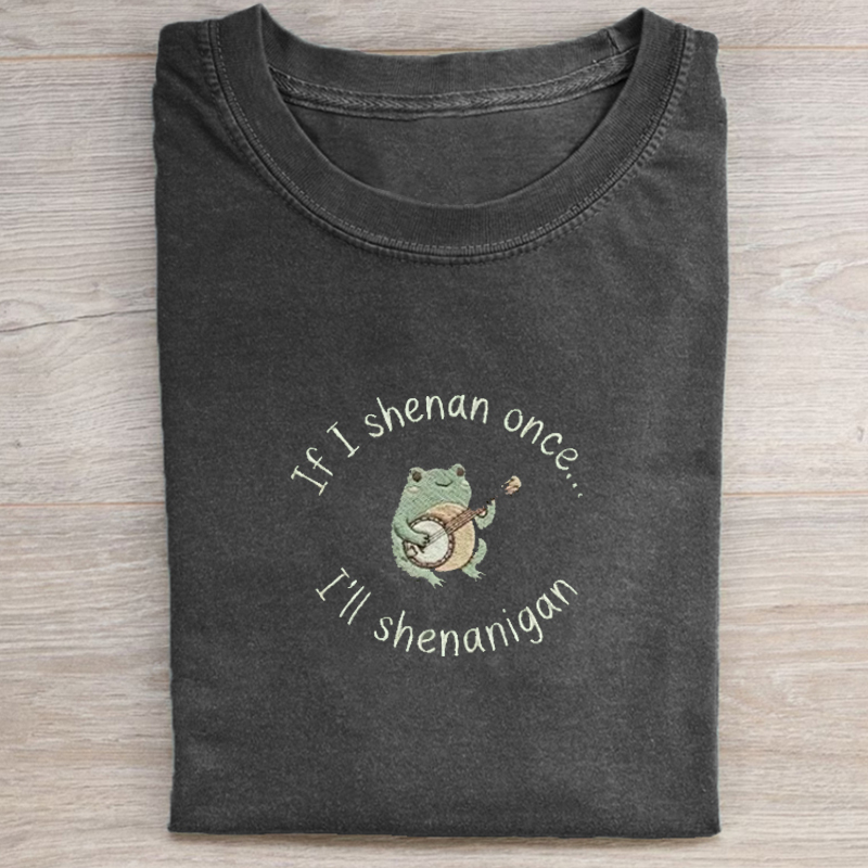 If I Shenan Once I'll Shenanigan Embroidered T-shirt - black