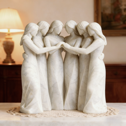 Celebrates Friendships Handmade White Marble Sisters Sculpture