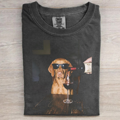 Funny Vizsla Drinking Wine T-shirt