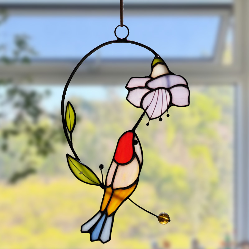 Bird stained glass bird suncatcher―Roby