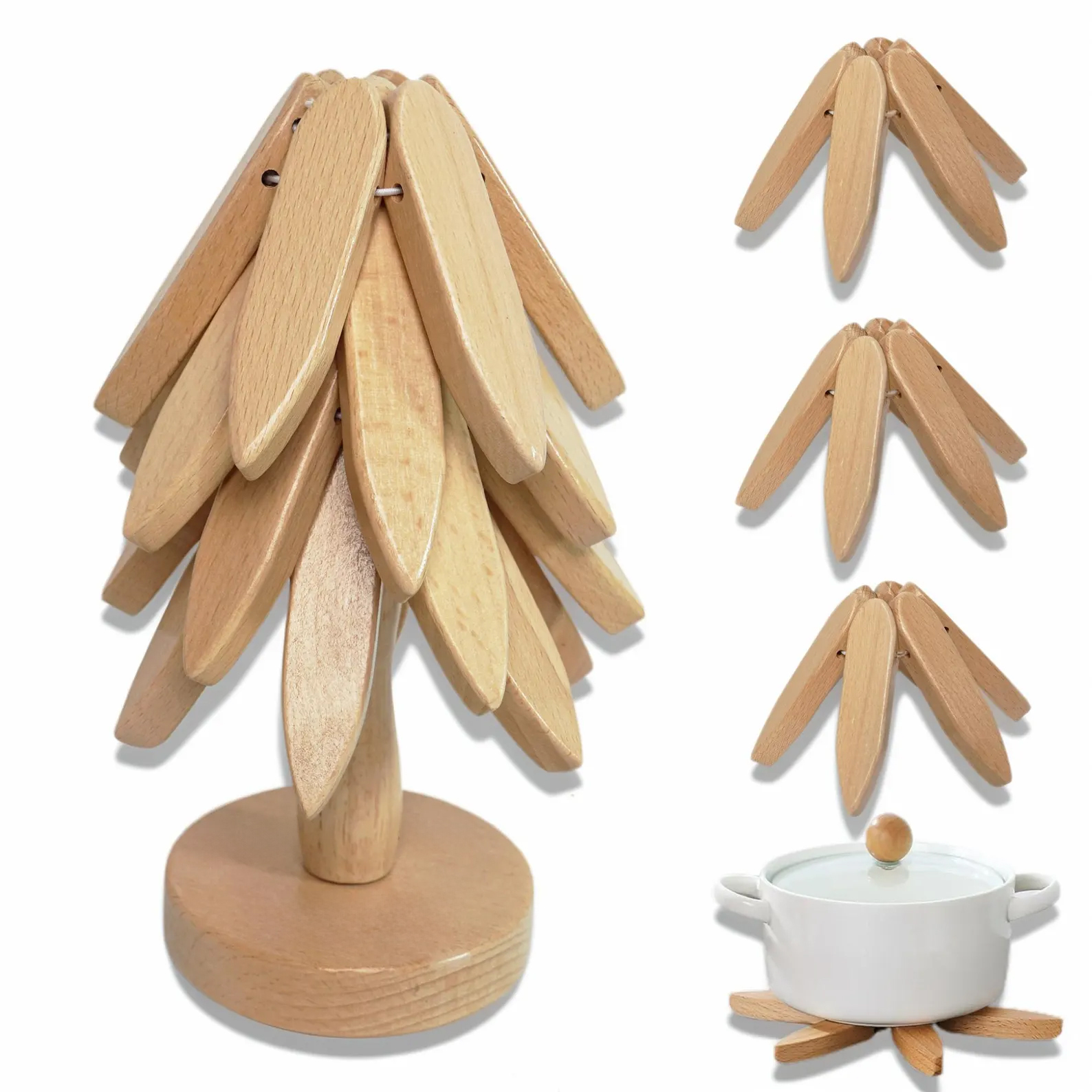 Personalized 4pc Wooden Tree Art Coasters |handmade Wooden Trivets for Hot Dishes| Modern Kitchen Decor