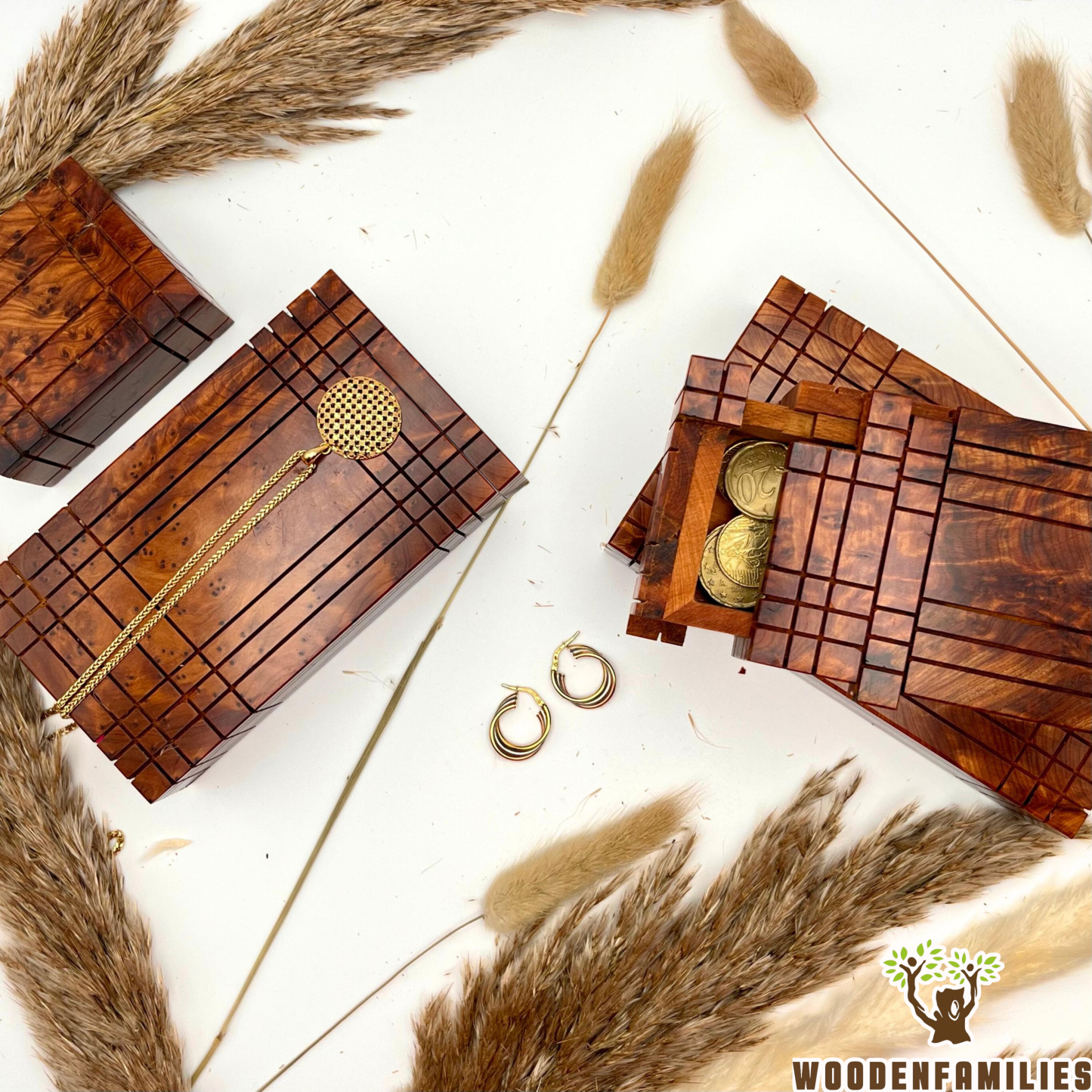 Thuya Wood Japanese-Style Secret Box - Wood Burl Puzzle Box