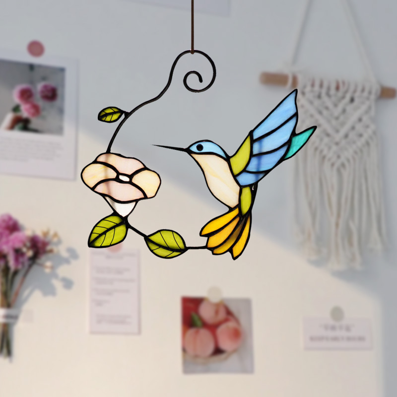 Bird stained glass bird suncatcher―Flap