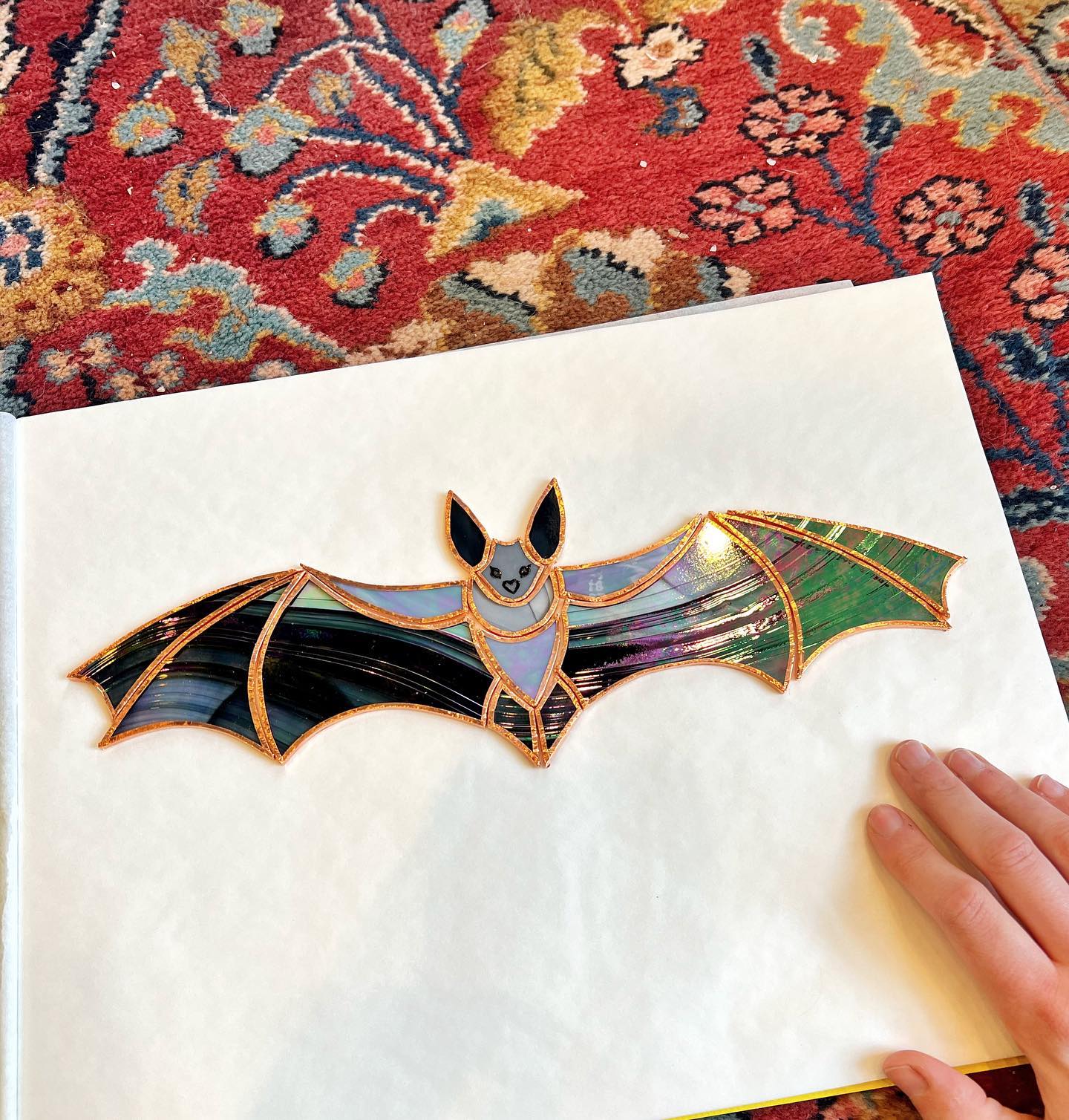 Stained Glass colorful Halloween bats