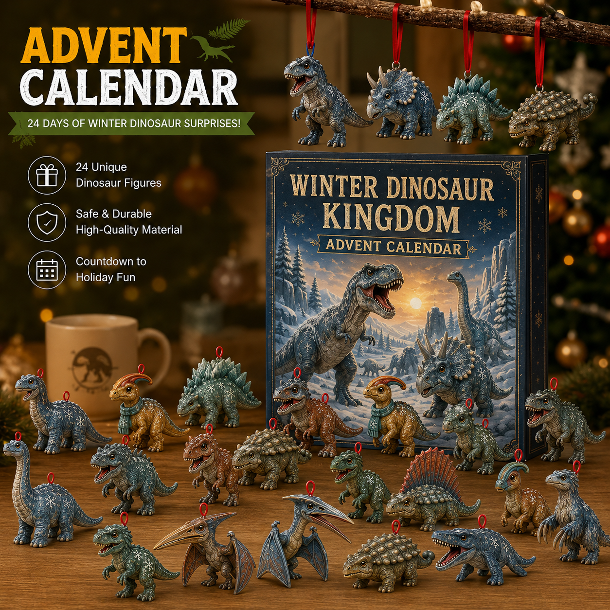 🦖Dinosaur Advent Calendar, 24‐Day Christmas Countdown Calendar