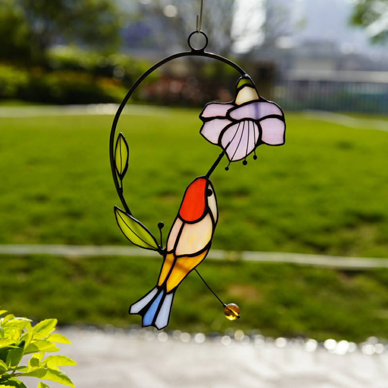 Bird stained glass bird suncatcher―Roby