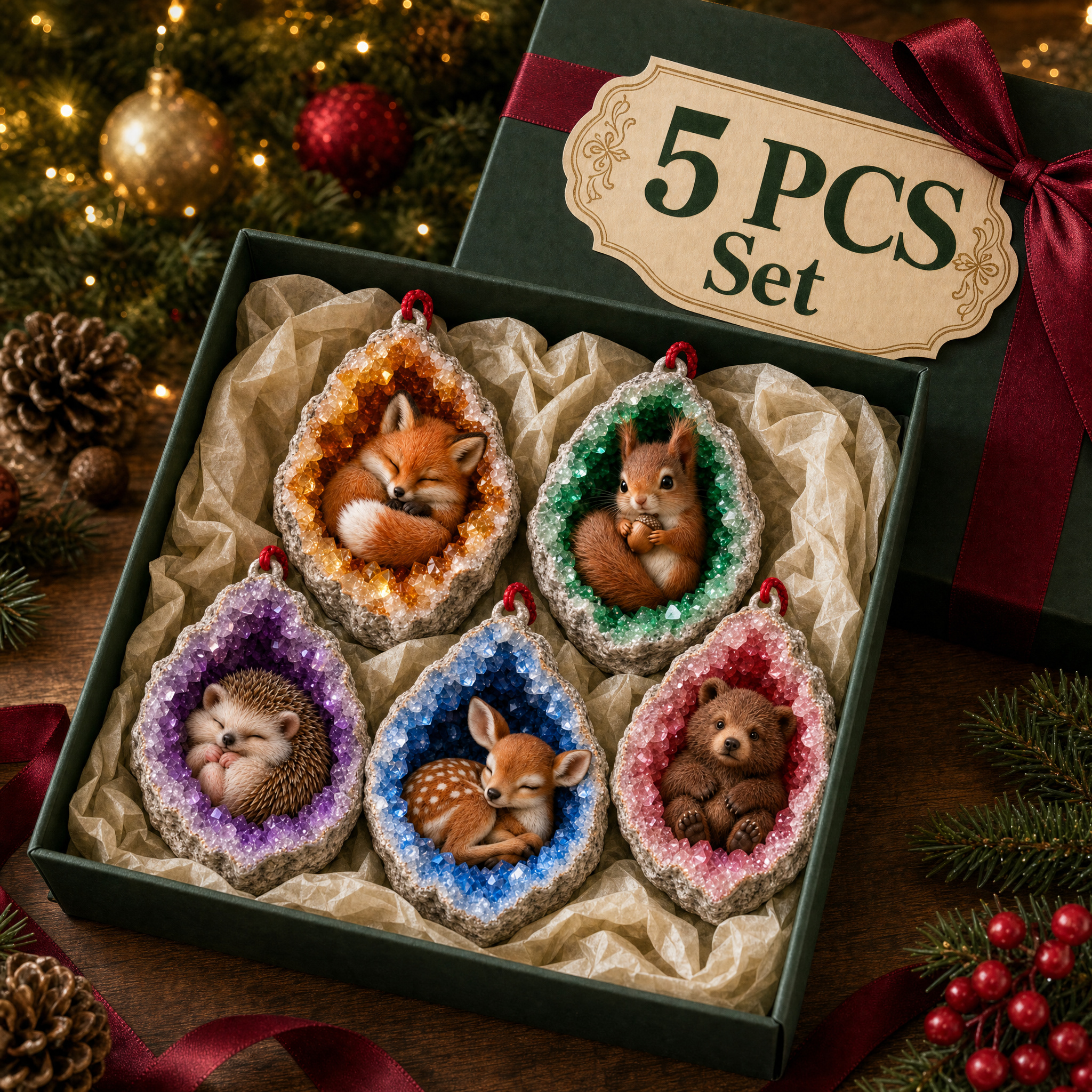 As Low As $3.99 Each🎄Christmas Sale 80% OFF | Geode Animal Ornaments