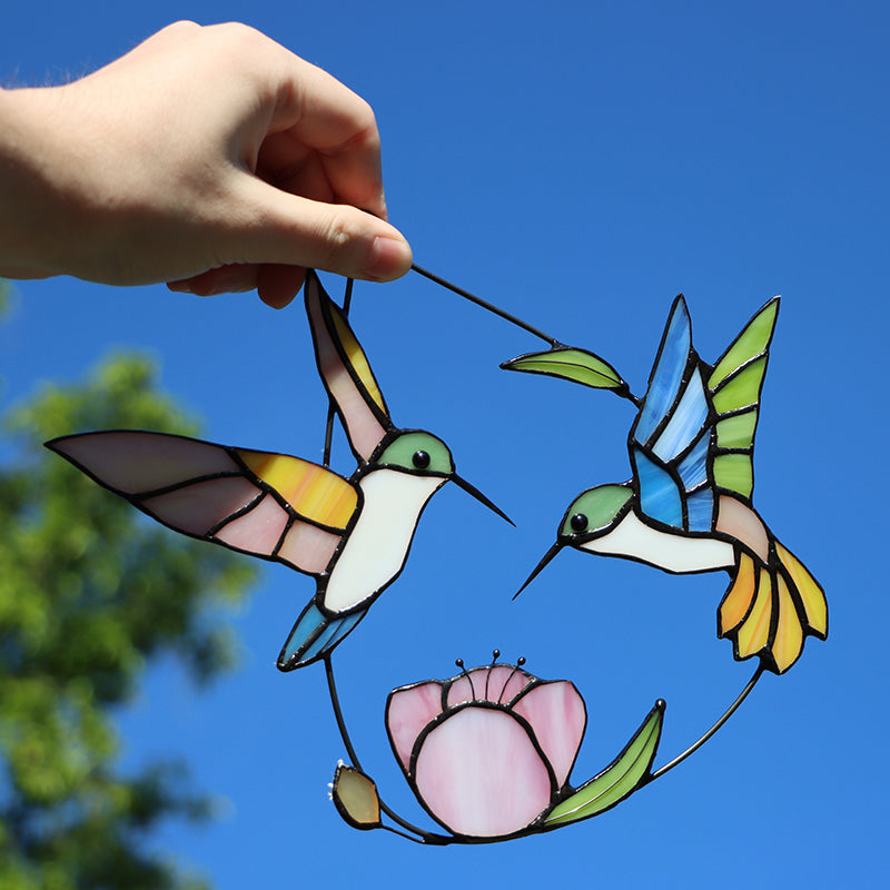 Bird stained glass bird suncatcher―Hovering