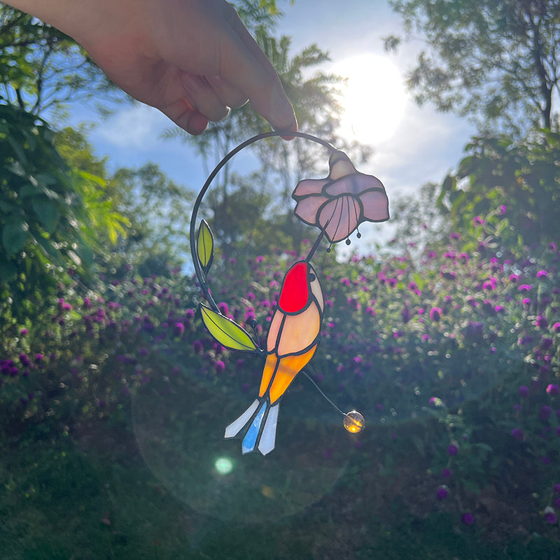 Bird stained glass bird suncatcher―Roby