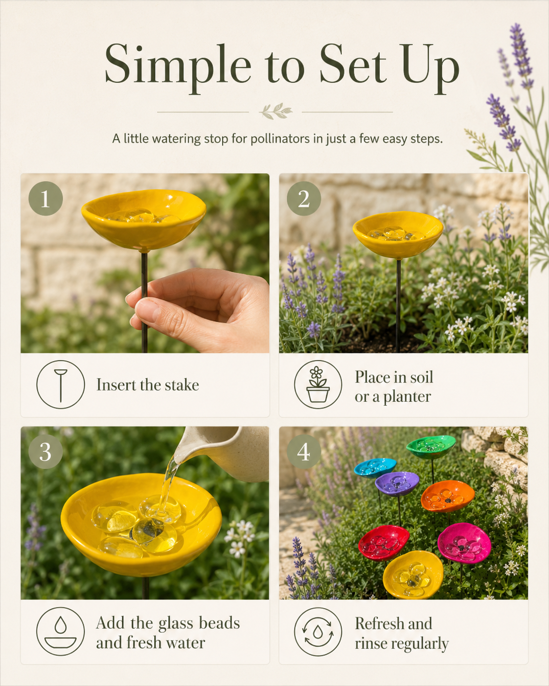 Four simple steps for setting up a bee watering cup