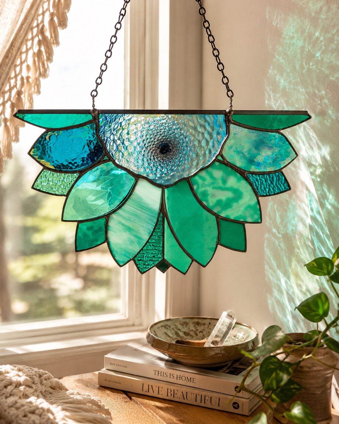 Large Rainbow Iridescent Antique Sunflower