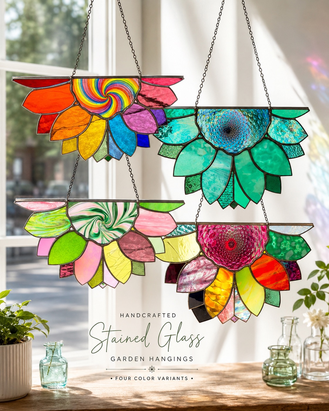 Large Rainbow Iridescent Antique Sunflower