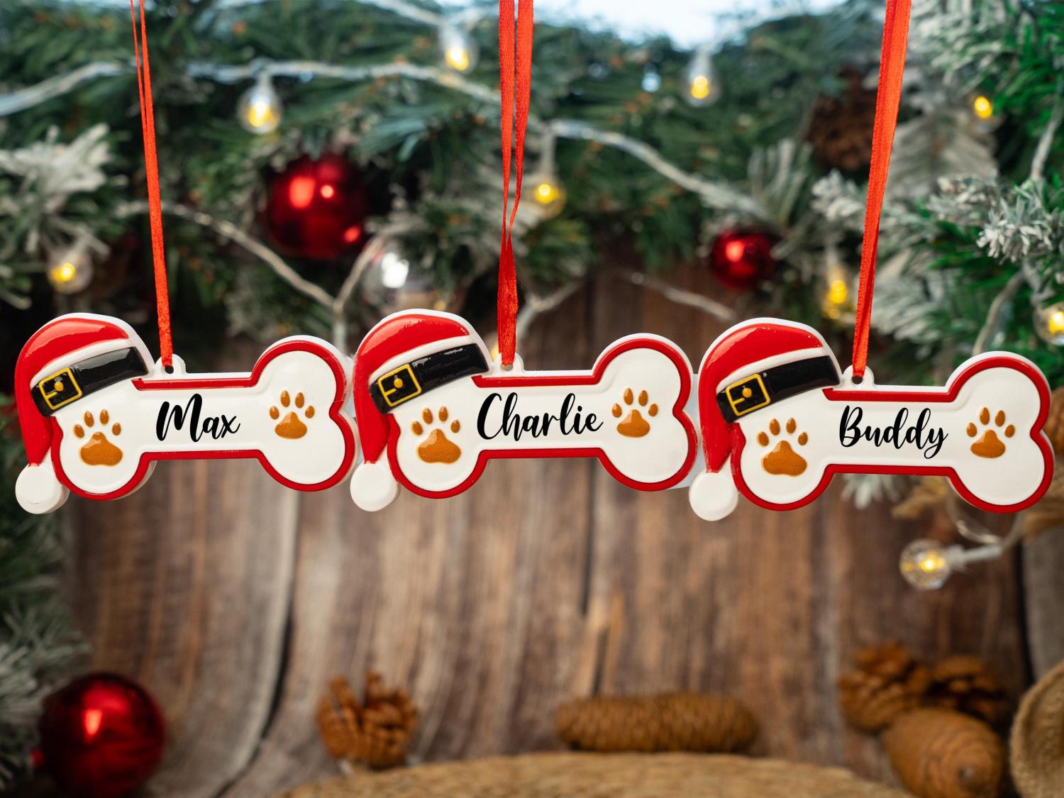 Personalized Dog Paw & Bone Christmas Ornament - Resin Pet Keepsake - image 5