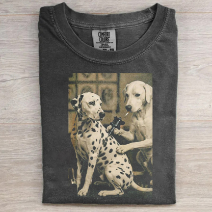 Retro Dalmatian Dog Tattoo Artist T-shirt
