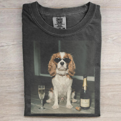 Cavalier King Charles Drinking Champagne T-shirt