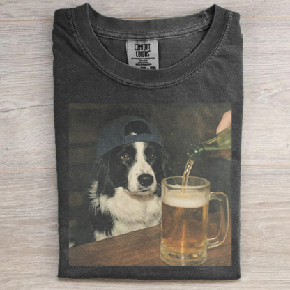 Border Collie Drinking Beer T-shirt