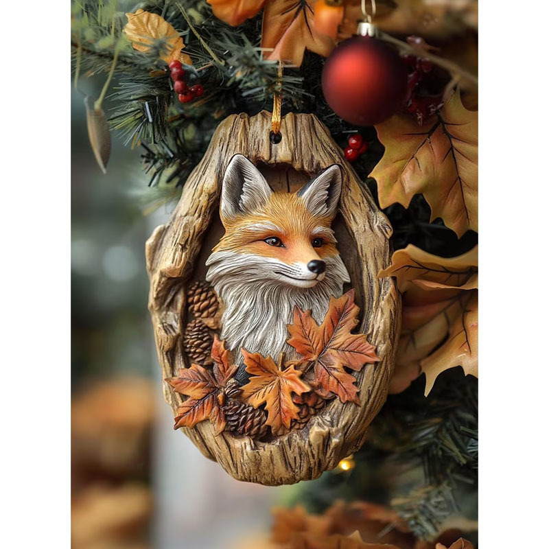 Maple Leaf Fox animal ornament
