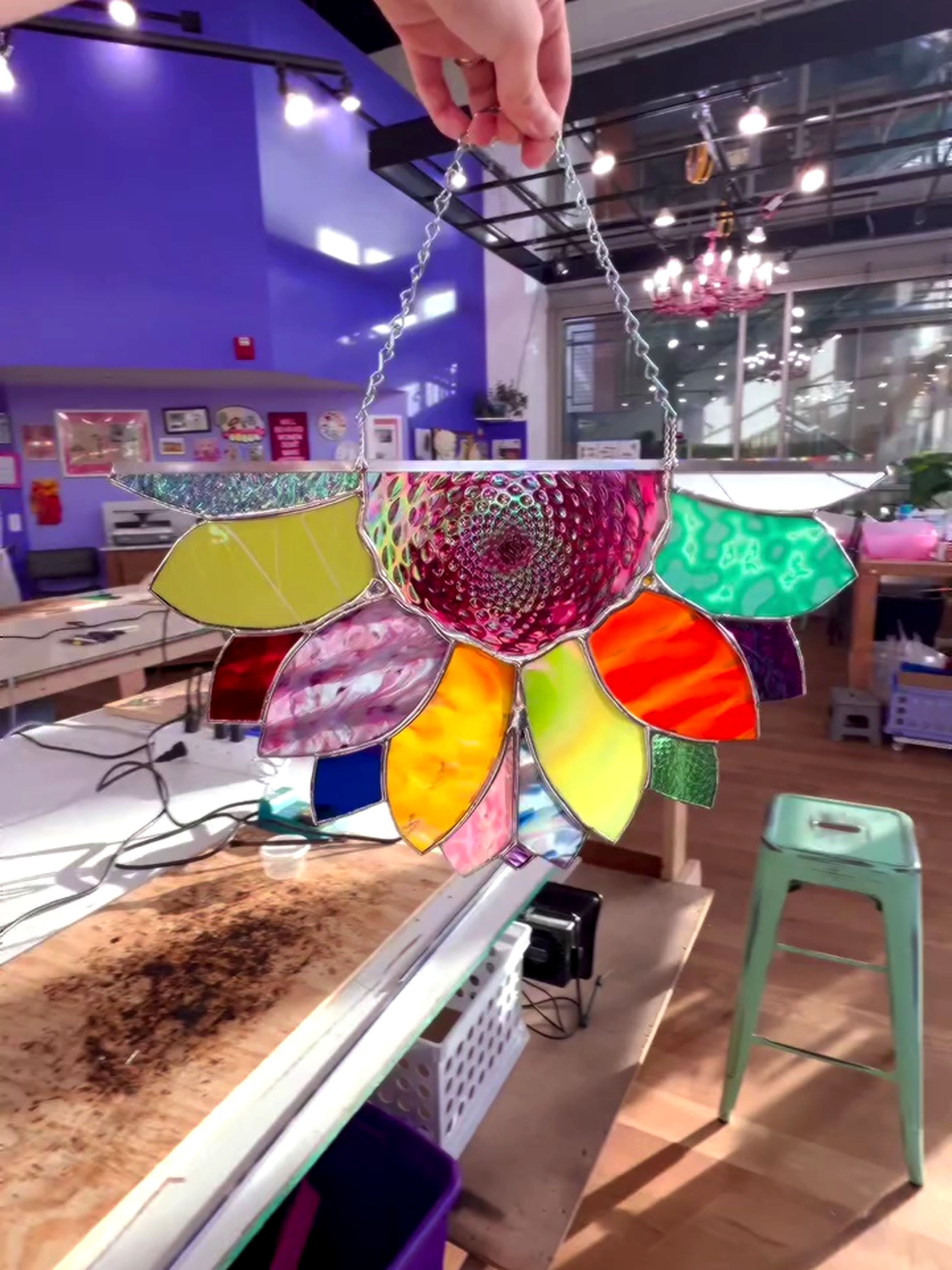 Large Rainbow Iridescent Antique Sunflower