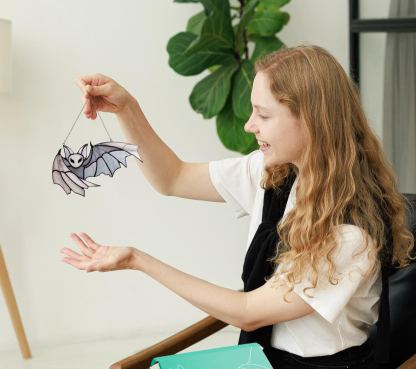 Stained Glass Suncatcher Halloween bat
