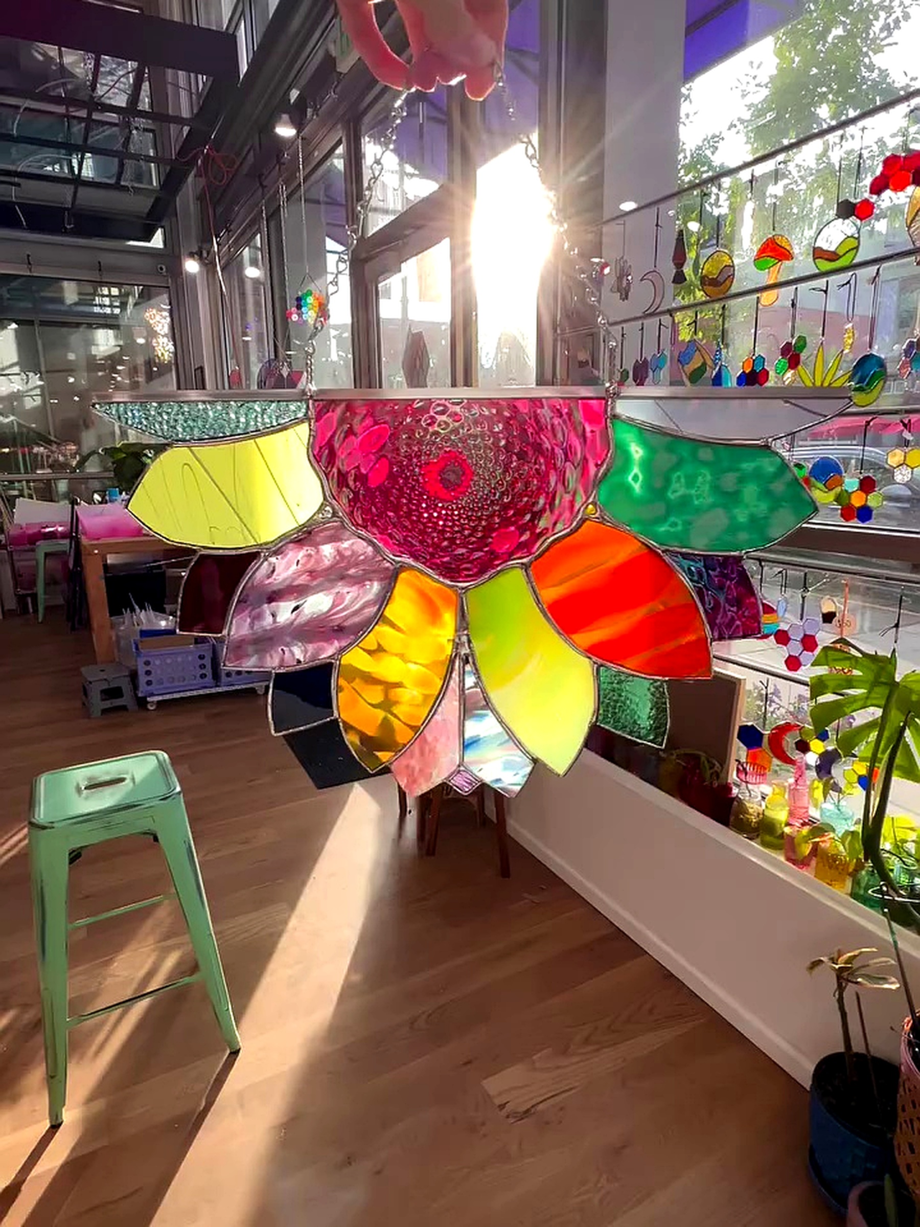 Large Rainbow Iridescent Antique Sunflower