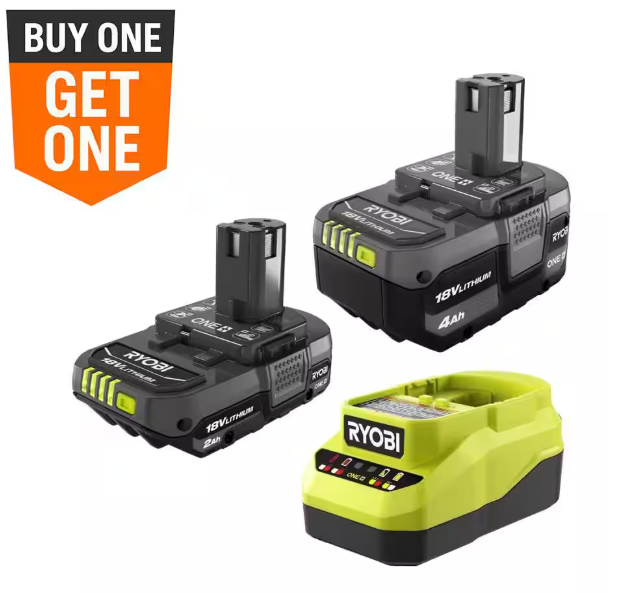 ONE+ 18V Lithium-Ion Starter Kit with 2.0 Ah Battery, 4.0 Ah Battery, and Charger